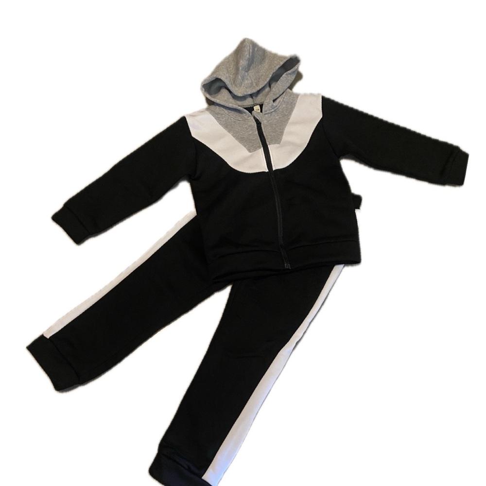 2 piece set Black, Grey and White Hoodie